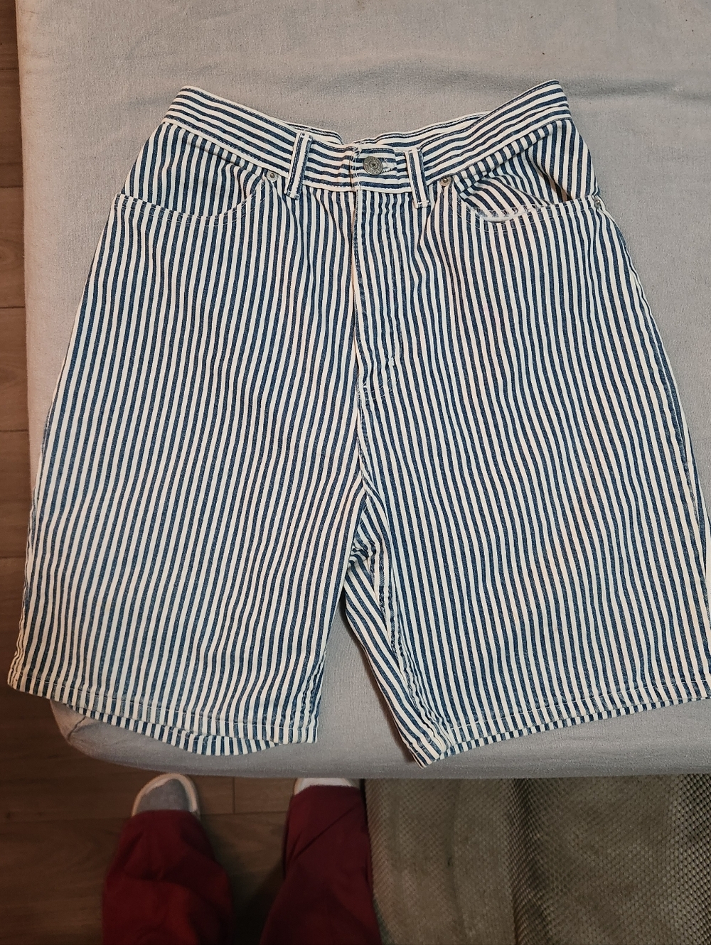 90s Faded Glory Navy and White Striped High Wasted Shorts